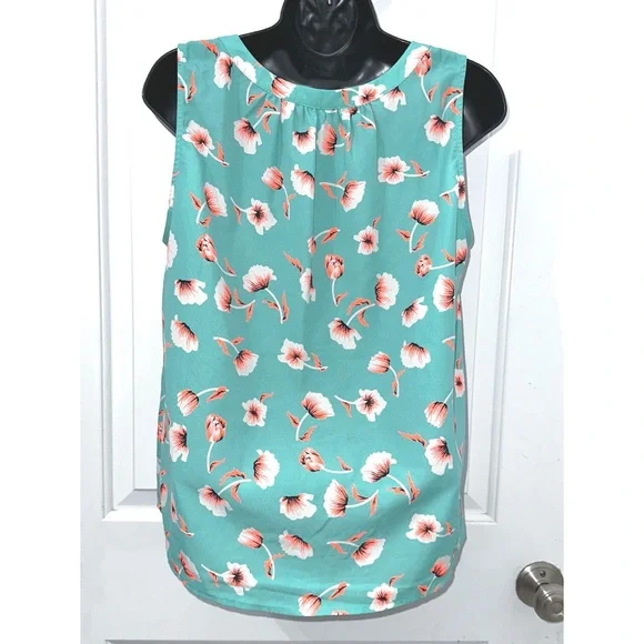 Collective Concepts blue & orange floral print sleeveless blouse - Picture 3 of 4
